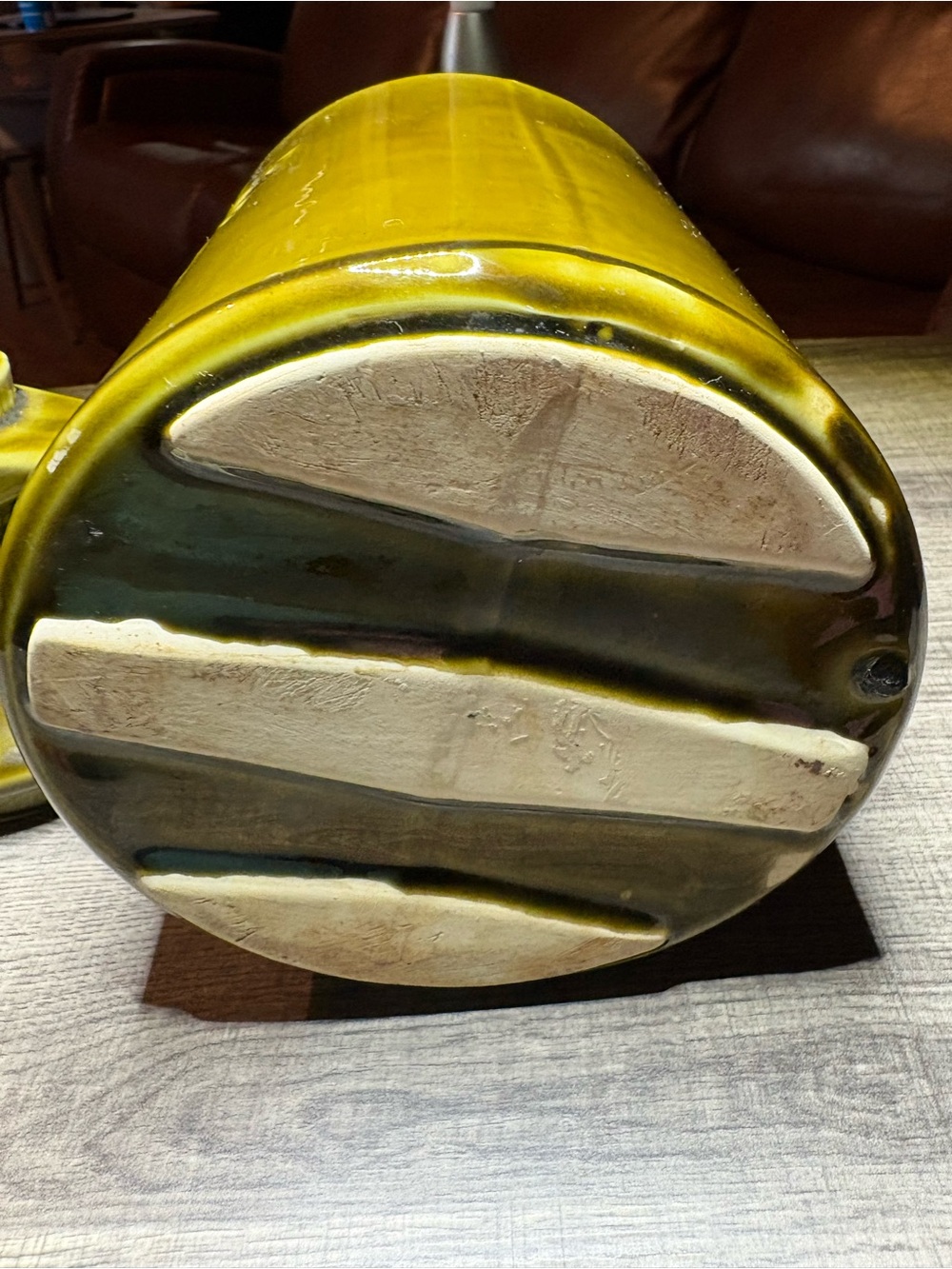 Olive Green Ceramic Decorative Vase - Home Art Accent